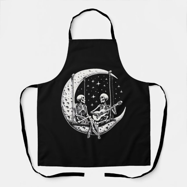 Skeleton Couple Moon Guitar Schürze (Vorderseite)