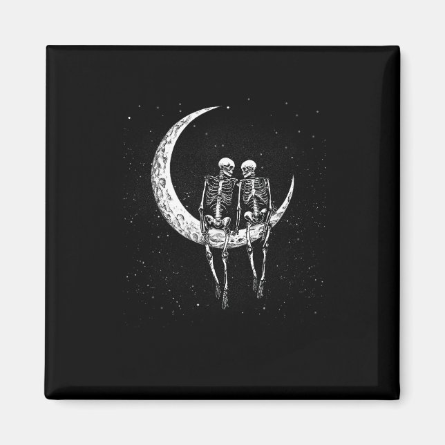 Skeleton Couple on Moon Fun Halloween Kostüme Männ Magnet (Vorne)