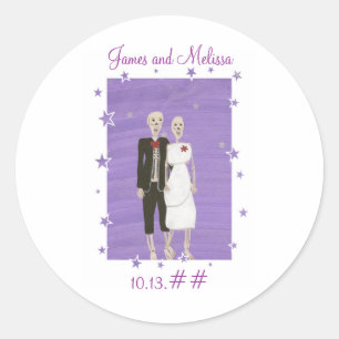 Skeleton Couple Save the Date Hochzeitsaufkleber Runder Aufkleber
