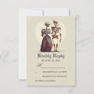 Skeleton Couple Wedding RSVP Karte