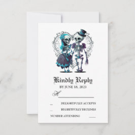 Skeleton Couple Wedding RSVP Karte