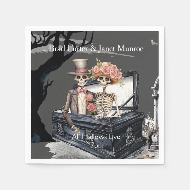 Skeleton Couple Wedding Serviette (Vorderseite)