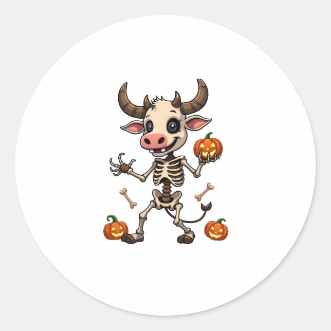 Skeleton Cow Parade Runder Aufkleber (Vorderseite)
