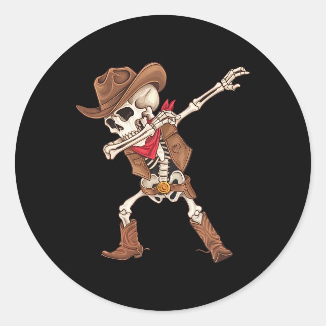 Skeleton Cowboy Halloween Kostümjunge Männer Kinde Runder Aufkleber (Vorderseite)