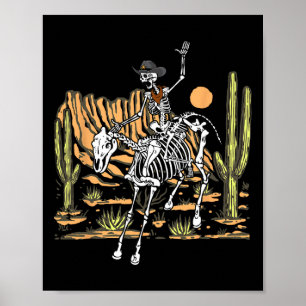 Skeleton Cowboy Riding Pferd Halloween Rider Costu Poster