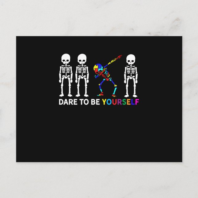 Skeleton Dabbing Autismus Bewusstsein Einladungspostkarte (Vorderseite)