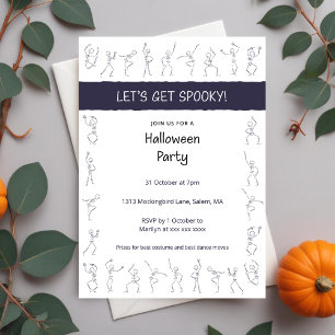 Skeleton Dance Halloween invitation à la fête - bl