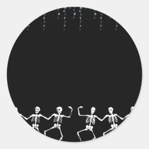 Skeleton Dance Party Runder Aufkleber