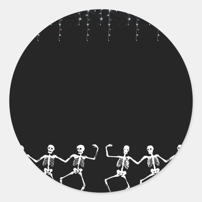 Skeleton Dance Party Runder Aufkleber (Vorderseite)
