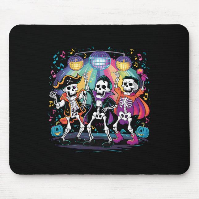 Skeleton Dance Party Spooky Halloween Feier Mousepad (Vorne)