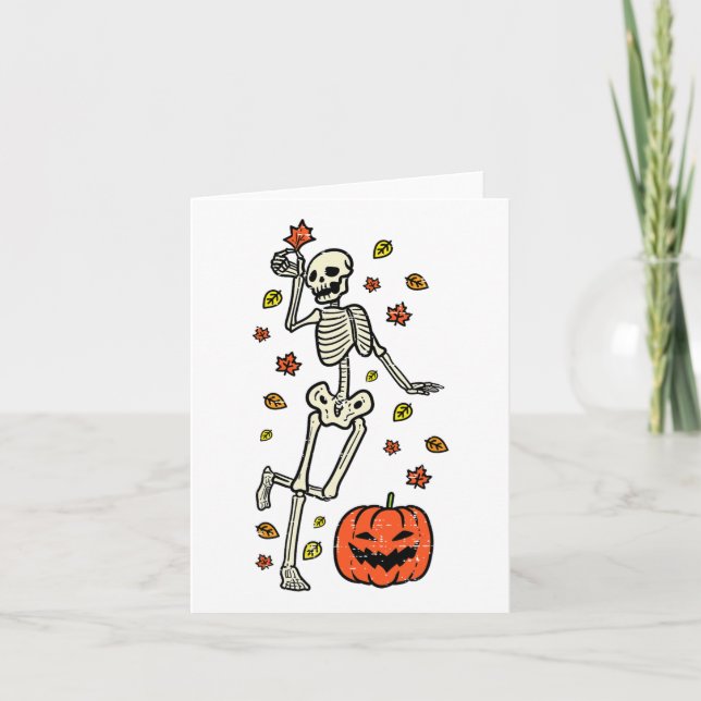 Skeleton Dance Pumpkin Halloween Kostümfall Männer Karte (Vorderseite)