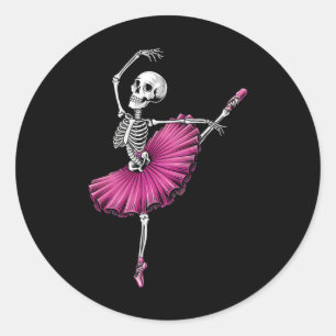 Skeleton Dancing Ballet Liebhaber Spooky Halloween Runder Aufkleber