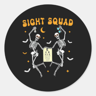 Skeleton Dancing Sight Squad Halloween Optometrike Runder Aufkleber
