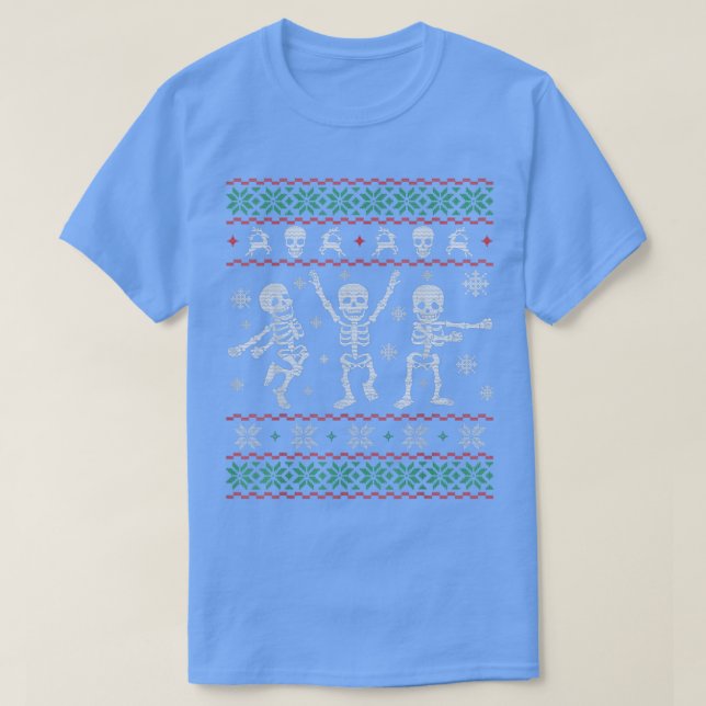 Skeleton Dancing Ugly Christmas Sweater Skeleton  T-Shirt (Design vorne)