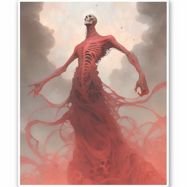 Skeleton Demon Creature Dark Fantasy Horror Aufkleber (Vorderseite)