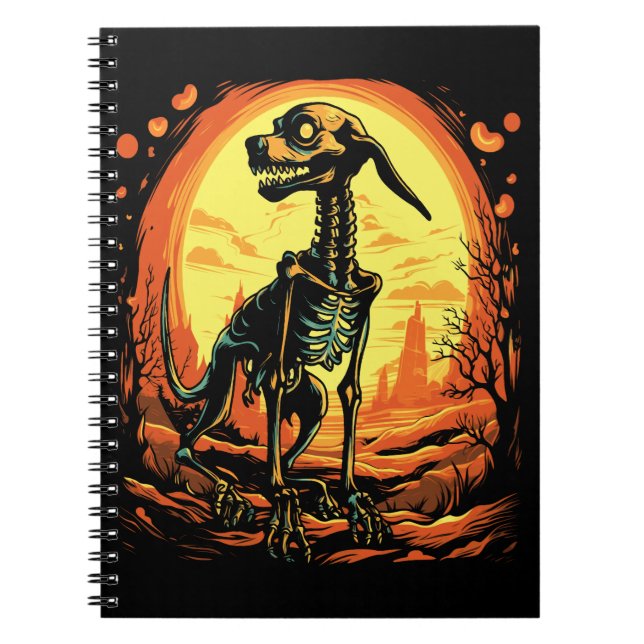 Skeleton Dog Halloween Art Notizblock (Vorderseite)