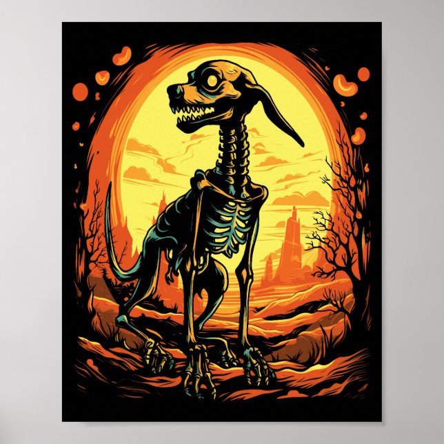 Skeleton Dog Halloween Art Poster (Vorne)