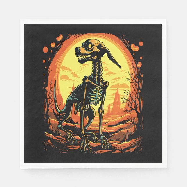 Skeleton Dog Halloween Art Serviette (Vorderseite)