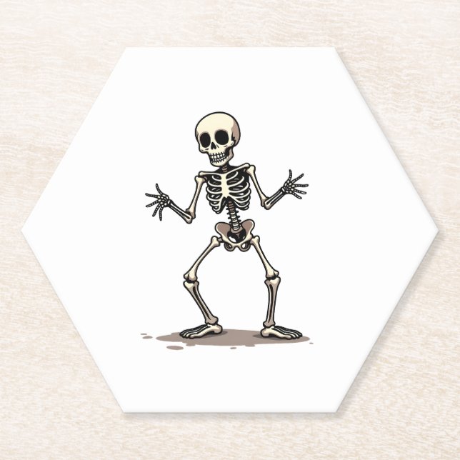 Skeleton Doing the Dab - Funny Halloween Dance Shi Untersetzer (Vorderseite)