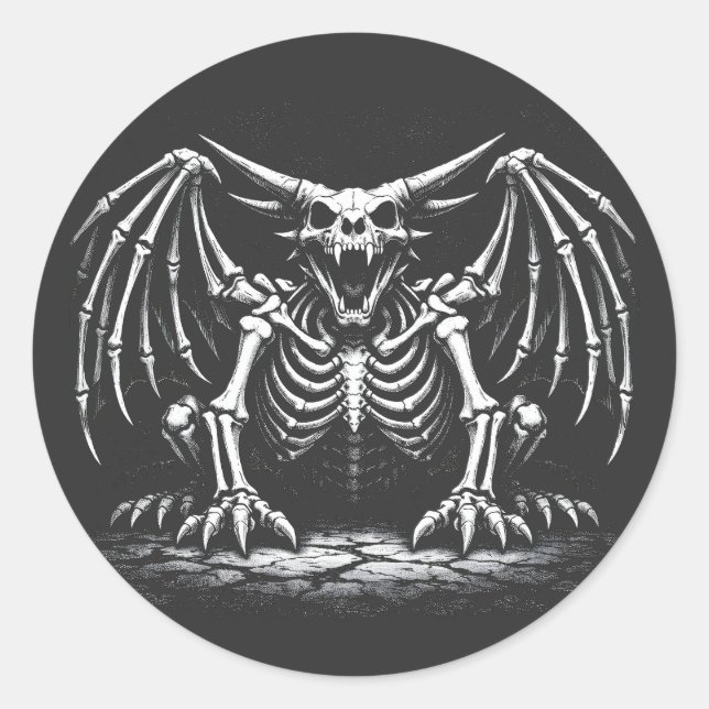 Skeleton-Drache von BurnsInHell Runder Aufkleber (Vorderseite)