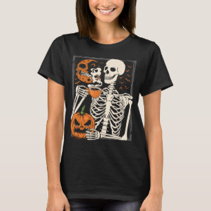Skeleton Drink Kaffee Lover Halloween Skull WM T-Shirt