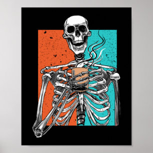 Skeleton Drink Kaffee Lover Witziges Halloween Sku Poster