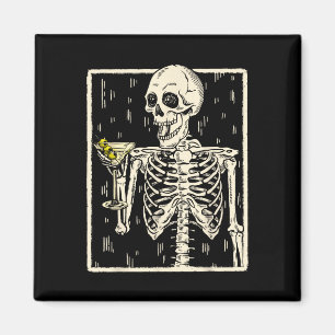 Skeleton Drinks Martini Schwanz Retro Halloween Co Magnet