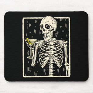 Skeleton Drinks Martini Schwanz Retro Halloween Co Mousepad