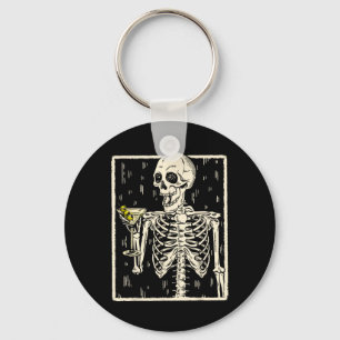 Skeleton Drinks Martini Schwanz Retro Halloween Co Schlüsselanhänger