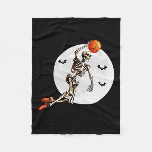 Skeleton Dunk Basketball Spieler Halloween Moon Fleecedecke