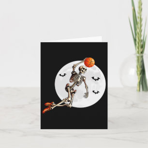 Skeleton Dunk Basketball Spieler Halloween Moon Karte