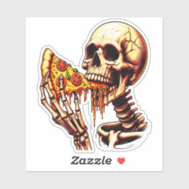 Skeleton Eating Pizza  Aufkleber