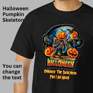 Skeleton Engel of Death Halloween Pumpkin Crows T-Shirt