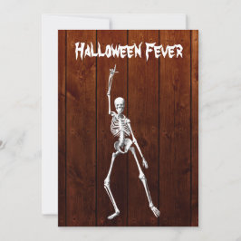 Skeleton Fieber-Einladung Halloweens auf Holz Einladung