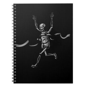 Skeleton Finish Line Marathonläufer Spaß Notizblock