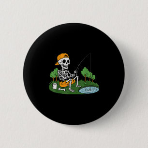 Skeleton Fischen Halloween Soky Fisherman Fish Men Button