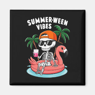 Skeleton Flamingo Summerween Vibes Halloween Boys Magnet
