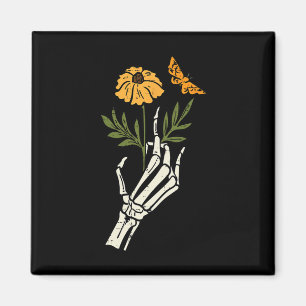 Skeleton Floral Hands Clic Retro Halloween Women's Magnet