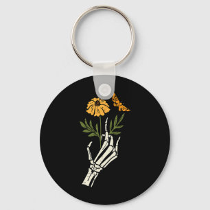 Skeleton Floral Hands Clic Retro Halloween Women's Schlüsselanhänger