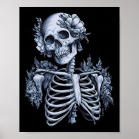 Skeleton Floral Skull Halloween Gothic Occult Wome