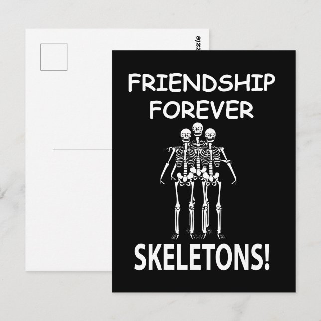 Skeleton Friendship Forever Halloween Skeleton Postkarte (Vorne/Hinten)