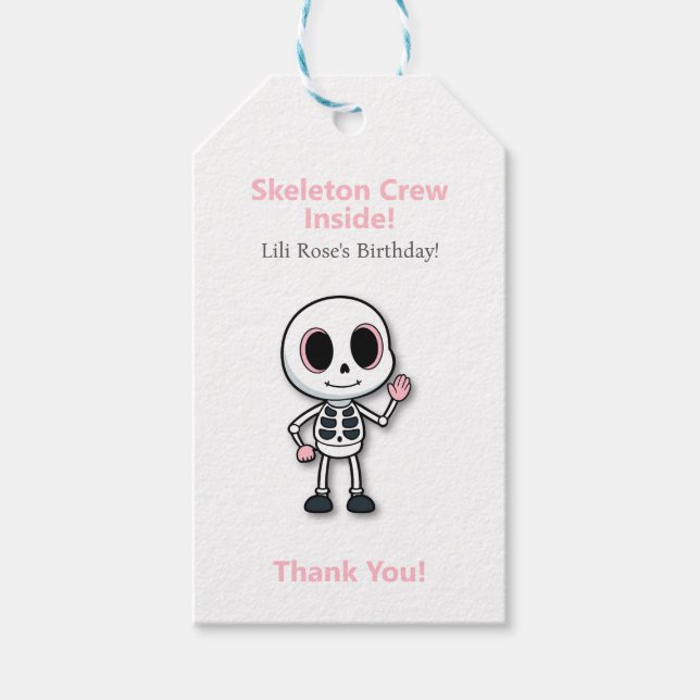 Skeleton Fun | Halloween-Party Geschenkanhänger (Vorderseite)