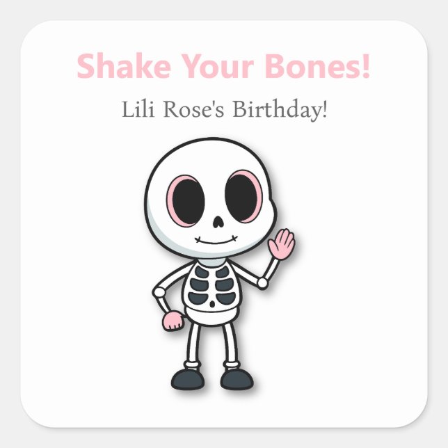 Skeleton Fun | Halloween-Party Quadratischer Aufkleber (Vorderseite)
