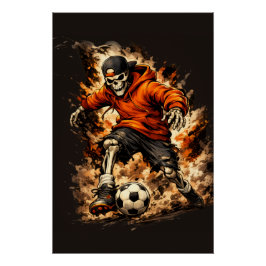 Skeleton-Fußballspieler Streetwear Cartoon – Dyna Poster