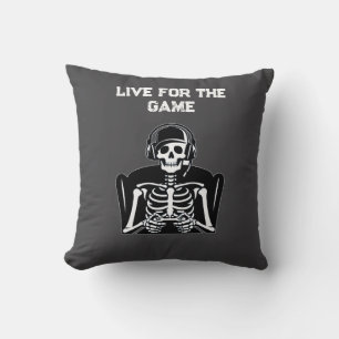 Skeleton Gamer mit Headset - Cooles Gaming Kissen