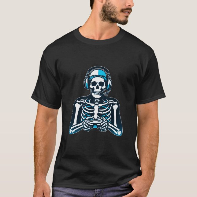 Skeleton Gamer Skull - Gaming Headset Controller D T-Shirt (Vorderseite)