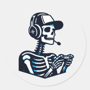 Skeleton Gamer Sticker - Cooler Skull Gaming Decal