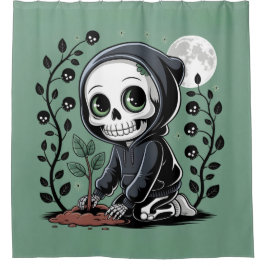 Skeleton Gardener Duschvorhang