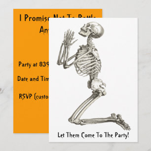 Skeleton Gebet Halloween Einladung