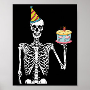 Skeleton Geburtstagsparty Lazy Halloween Kostümspa Poster